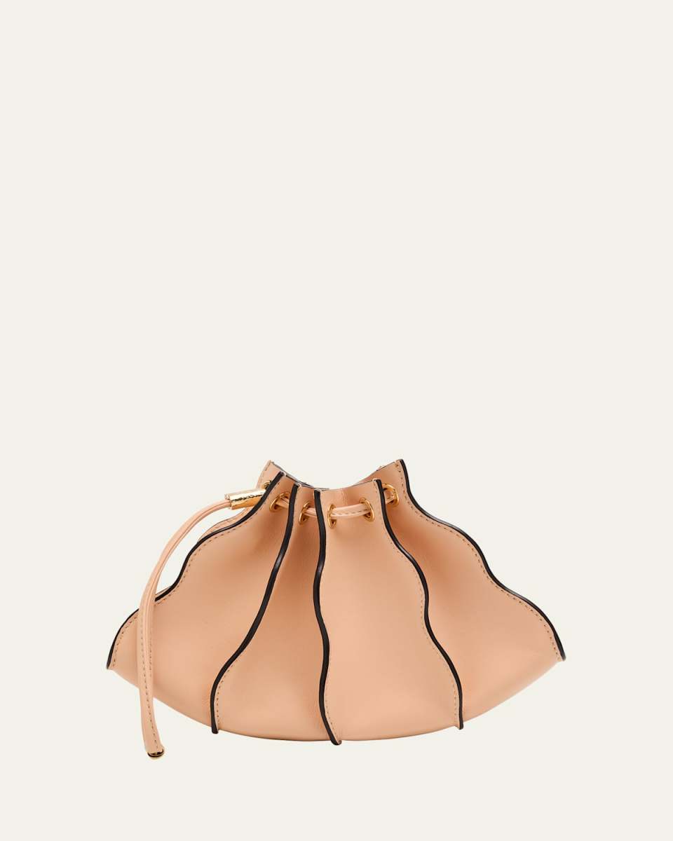 Adria Pleated Wave Leather Wristlet